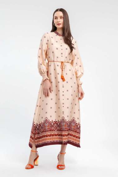 MINIMAL - Salma - Gamis Motif Etnik - Pink Light L Pink_Light