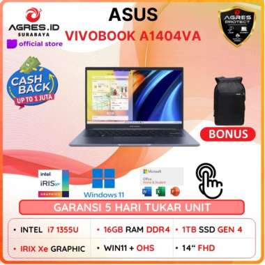 Laptop Asus VIVOBOOK 14 A1404VA INTEL CORE i7 1335 RAM 16gb SSD 1TB Windows 11+Office Home Student 1