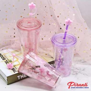 Botol Minum Transparan 450ml Infused Water Botol Minum Sedotan Tumbler