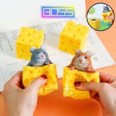 Mainan Squishy Mouse Squisi Tikus Keju Karet Silikon / Pencet Pop It putih