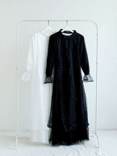 Gamis Wanita | Mahalini Gamis 2in1 Dress Lebaran black