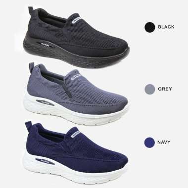 Rockvalley UZAIB | Sepatu Sneakers Pria B09.002 [ Hitam, Navy dan Grey ] 39 B09.002BLK