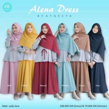 Gamis Terbaru Set Hijab Atqeeya Alena Maron S