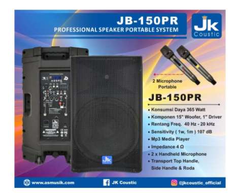 Speaker Portable JK 15 inch JB150PR Jk Coustic