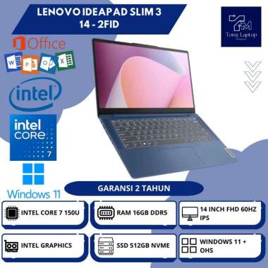 LAPTOP BARU LENOVO IDEAPAD SLIM 3 14 INTEL CORE 7-150U INTEL VGA RAM 16GB DDR5 SSD 512GB NVME 14INCH