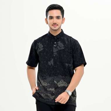 Rabbani - Kemeja Koko Muslim Pria Lengan Pendek Dewasa Couple Adiratna Exclusive S 200 Hitam