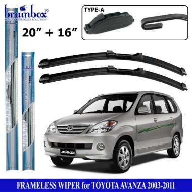 Brainbox Frameless Wiper Mobil Toyota Avanza Wiper Blade Karet Pembersih Kaca Mobil Windshield 2003-