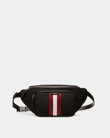 Bally Code Belt Bag in Camel Nylon - Black