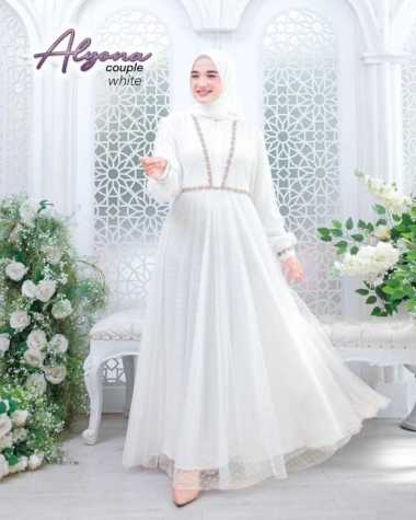 KIUKIU ALYONA DRESS - GAMIS MUSLIMAH BAHAN SYAKILLA MIX TILE - RENDA DADA - GAMIS XL BUSUI IKAT PING