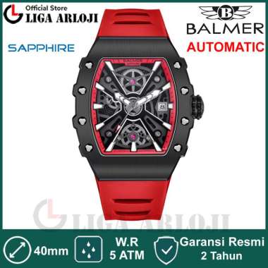 Balmer B-8836MA Jam Tangan Pria AUTOMATIC 8836 RM Silicone Sapphire Merah Original