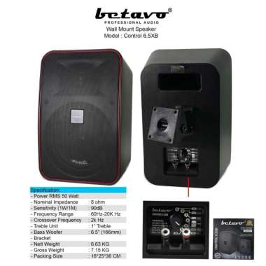 Speaker Passive BETAVO 6"5 INCH Wall Mount Speaker Control 6.5X HITAM