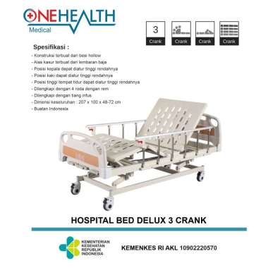 Onehealth Manual Hospital Bed 3 Crank Deluxe - Ranjang Rumah Sakit