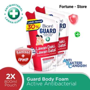 Biore guard body foam active anti bacterial - Biore Merah 800ml paket isi 2 pouch