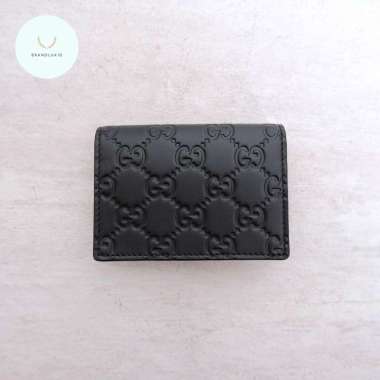Gucci Card Wallet Flap Signature Leather In Black