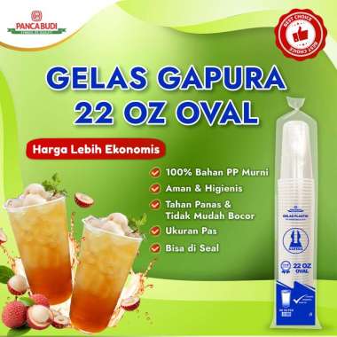 Gelas Plastik Oval Bening Gapura 22 Oz / Cup Plastik / Gelas Plastik