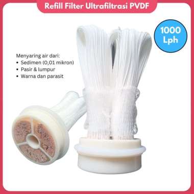 Refill Filter Air PVDF Ultrafiltrasi Kapasitas 1000 LpH Isi Ulang Water Filter Membran PVDF