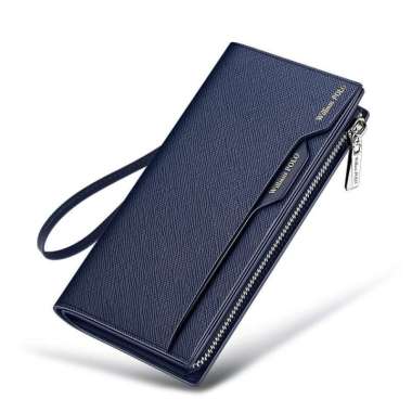 WILLIAM POLO 205255 Dompet Panjang Kulit Kualitas Original Stylish Multifungsi Blue Cross