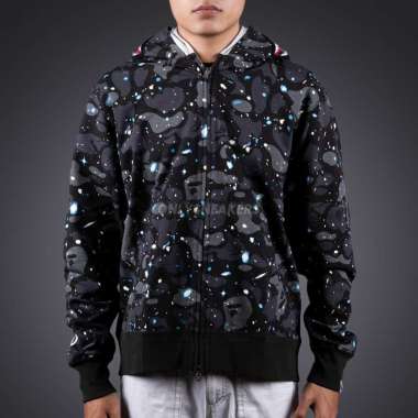 BAPE SPACE CAMO SHARK FULL ZIP DOUBLE HOODIE BLACK M