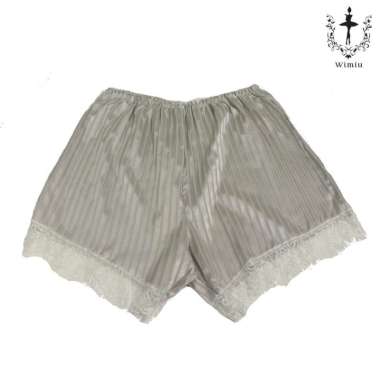 WIMIU AFF Celana Pendek Satin Celana Rumah Wanita Santai Casual Shorts Short Pants Grey Garis