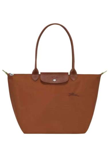 Longchamp Le Pliage Green Large Tote Bag Cognac