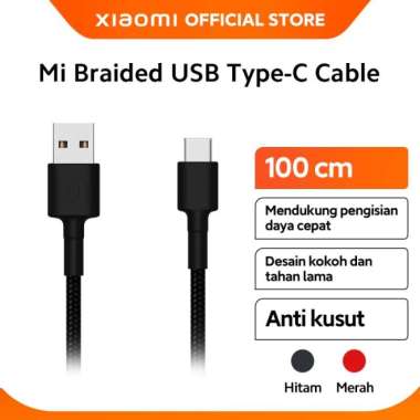 Xiaomi Braided USB Type C Cable 1m New Garansi Resmi Promo Bandung By The Sapujagat Store - Merah