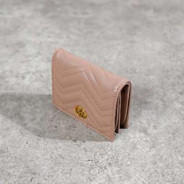 Dompet GUCCI MARMONT GHW NUDE BIFOLD WALLET 100% ORIGINAL 10X8CM