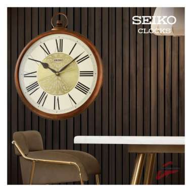 Jam Dinding Seiko Original Aluminium Ornament Roman Numerals Quiet Sweep QXA-837 Gold Brown Garansi