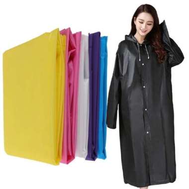 Jas Hujan Dewasa Waterproof Bahan PEVA / Jas Hujan Mantel Korea + Hoodie Semi Transparan Anti Air