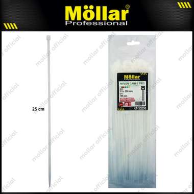 MOLLAR KT-35250 Kabel Ties 3.5 x 250 mm Putih 25 cm Tali Pengikat Nylon Cable Tie