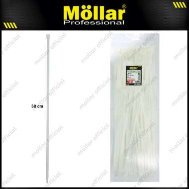 MOLLAR KT-76500 Kabel Ties 7.6 x 500 mm Putih 50 cm Tali Pengikat Nylon Cable Tie