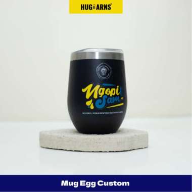 HUGeARNS - Mug Telur Custom Tumbler Egg Custom / Coffee Egg Custom Mug Stainless / Gelas Kopi Custom