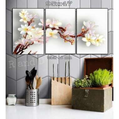 Hiasan Dinding Gambar Bunga Sakura Ukuran 95x47 Dekorasi Gambar Rangkaian Foto Poster Sambung Bingka