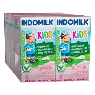 Promo Harga Indomilk Susu UHT Kids Stroberi per 6 tpk 115 ml - Blibli