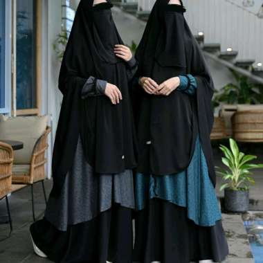 Salwa set ped antem busa tipis by damaira hijab| gamis set syar'i| gamis set terbaru S black