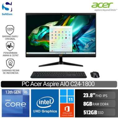 PC Acer Aspire AIO C24 1800 PC Desktop [i5 1334U/8GB/512GB SSD/24"/Win 11 Home + OHS]