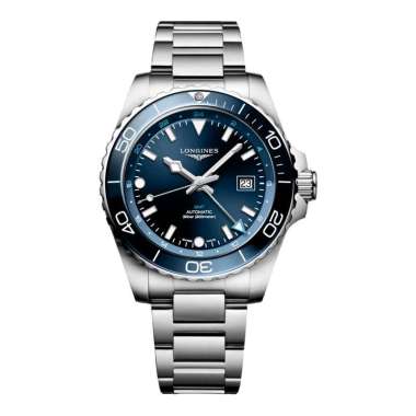 Jam Tangan Pria Longines HydroConquest L3.890.4.96.6 GMT Automatic Sunray Blue Dial Stainless Steel 