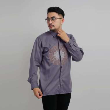 DGMID Kemeja Pria Bordir Matahari Grey Panjang 1904 L