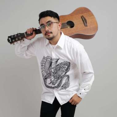 DGMID Kemeja Pria Bordir Naga Putih Panjang 1902 XL