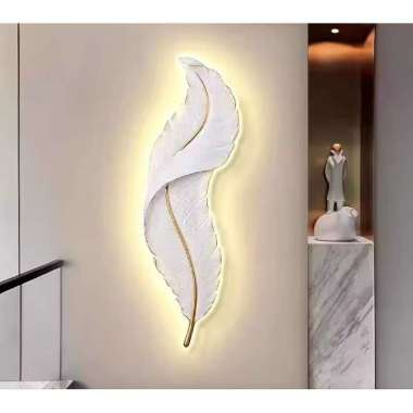 DN Walldecor lampu hias bulu angsa lampu LED termurah ORIGINAL Pink lis gold