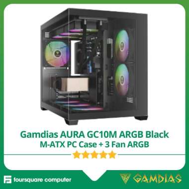 Gamdias AURA GC10M ARGB Black + 3 Fan ARGB M-ATX PC Case Casing