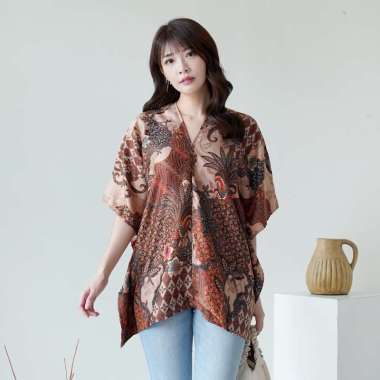 C2W Clothtowear Atasan Batik Wanita All Size Satin Women's Clothes 995-ALT Brown