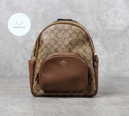 Coach Monogram Camel Mini Backpack in Brown