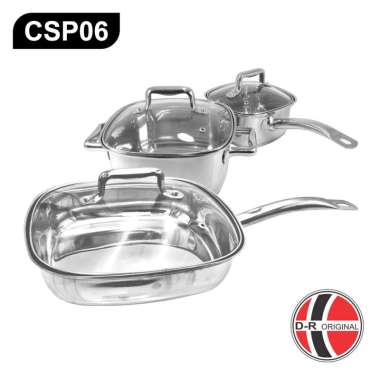 Premium Set Panci Stainless Steel (Panci, Panci Susu & Panci Besar) CSP06 TEBAL 3 pcs