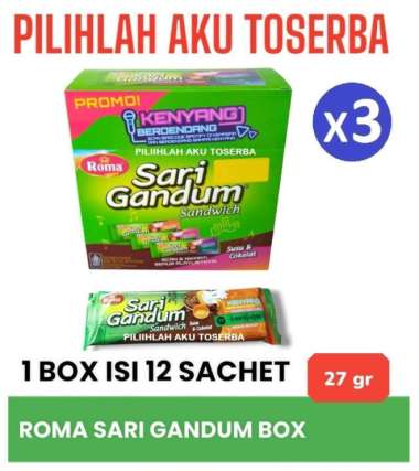 Roma Sari Gandum BOX Sandwich Susu & Cokelat - ( HARGA 3 BOX )