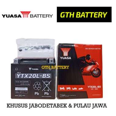 AKI MOTOR GEDE YUASA YTX20L-BS AKI MOGE KHUSUS INSTAN / SAMEDAY