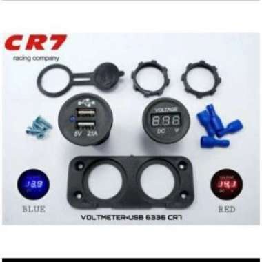 Voltmeter Charger Hp Usb Body Motor Universal Led Hijau Nmax Mio Pcx Aerox Lexi Vario Xmax Dll Volt 