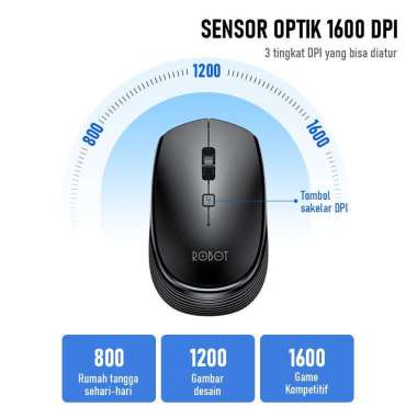 Robot Mouse Optical M205 Wireless Bluetooth Garansi Resmi Black