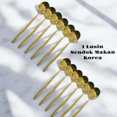 Paket Hemat 1 Lusin Sendok Garpu Makan Stainless Gold 1 Lusin Sendok Korea