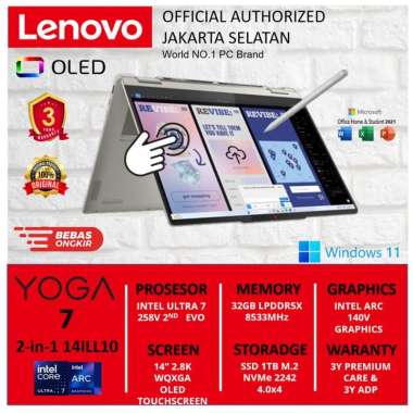 LENOVO YOGA 2IN1 ULTRA 7 258V 32GB 1TBSSD 14" 2.8K WQXGA OLED TOUCH W11 OHS21