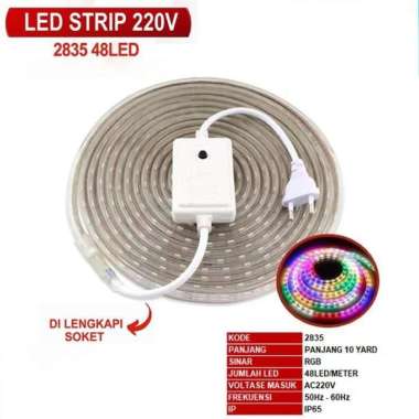 Lampu LED Strip Selang 2835 RGB Panjang 10 Meter 220V Outdoor Strip Rainbow Warna Warni